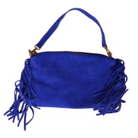 sac à main à franges daim bleu majorelle