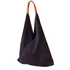 sac à main d'epaule cuir souple bleu nuit