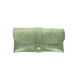 etui à lunettes vert olive irisé