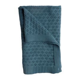 couverture tricot bleu 