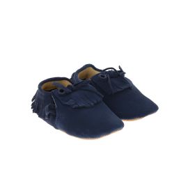 chaussons bébé frangette bleu