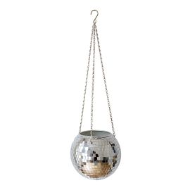 Pot de fleurs suspendu disco argent