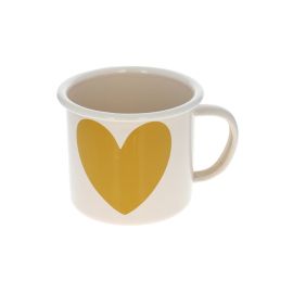 mug émaillé coeur moutarde