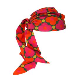 turban cheveux femme fleurs rose et orange