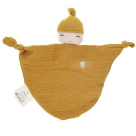 Doudou lutin jaune moutarde bébé