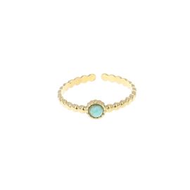 Bague dorée pierre calcedoine aqua