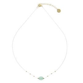 Collier chaine dorée pierre verte