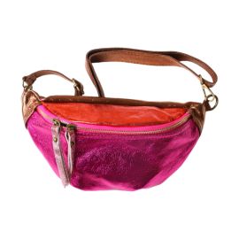 sac banane cuir fuchsia