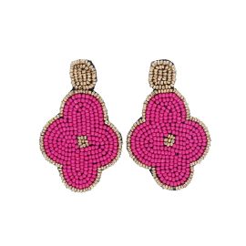 Boucles d'oreilles fleurs en perles roses et or