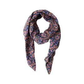 foulard block print bleu