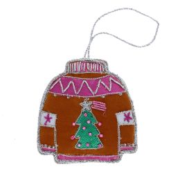 suspension de noel pull sapin perles