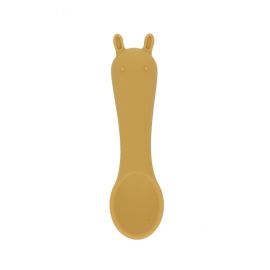 petite cuillere en silicone pour bébé jaune moutarde