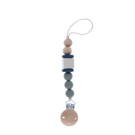 Attache tétine bleue et gris silicone