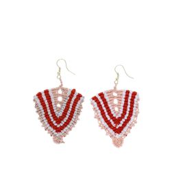 Boucles d'oreilles ethnique rouge rose