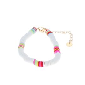 Bracelet surfeur perles de heishi blanc