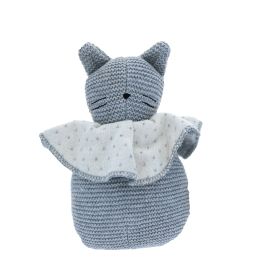 Doudou chat bleu collerette 