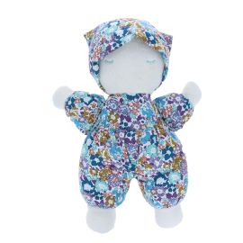 Doudou lutin imprimé fleuri bleu