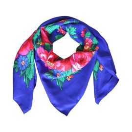 Foulard à fleurs bleu roi