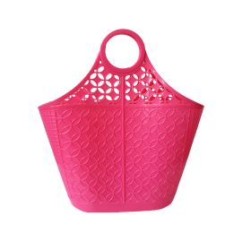 Grand panier shopping en plastique rose