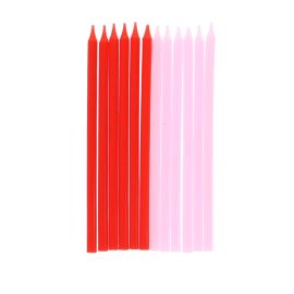 Lot de 12 bougies rouge et rose