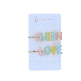 Lot de 2 barrettes "Queen love"