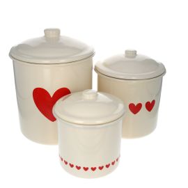 Lot de 3 boîtes métal coeur rouge