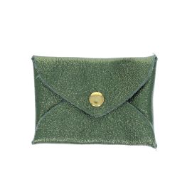 Porte-monnaie enveloppe cuir vert olive