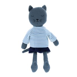 Peluche chat en tissu marinière 