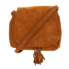 Sac à pompons cuir camel