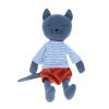 Peluche chat en tissu marinière pantalon rouille