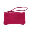 Petite pochette cuir rose foncé