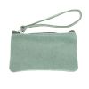 Petite pochette cuir vert menthe