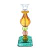 Bougeoir haut en verre multicolore ocre