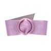 Ceinture plate large cuir irisé rose pâle