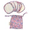 Lot de 6 lingettes lavables fleuries bleu et rose