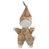 Doudou lutin fleuri rose et jaune