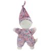 Doudou lutin fleuri bleu et rose