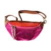 Sac banane cuir fuchsia, orange et bronze