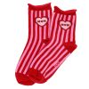 Chaussettes Mama rayées rose et rouge 36-40