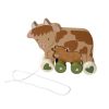 Vache et son bébé jouet en bois à tirer - Bébé Highland