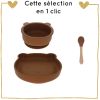 Ensemble vaisselle en silicone marron