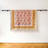 Tapis block print rose et moutarde 120x180