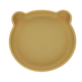 Assiette ours silicone jaune moutarde Pause goûter - Le petit Souk