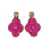 Boucles d'oreilles en perles fleur rose et or