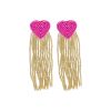 Boucles d'oreilles en perles cœur rose et or