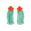 Boucles d'oreilles en perles fleur orange et verte