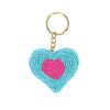 Porte-clés à perles cœur bleu