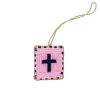 Suspension croix rose en perles