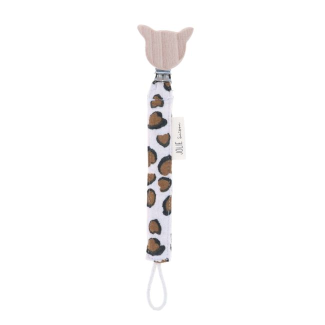 Attache tétine gaze de coton tacheté léopard - Chaton Jolie saison