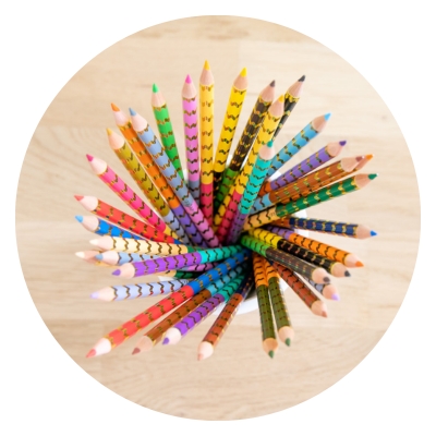 La panoplie de crayons de couleur